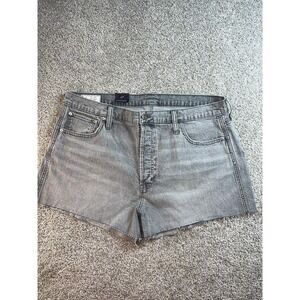 Gap High Rise Cheeky Jean Shorts Gray Button Fly Raw Cut Off Sz 35 NWT